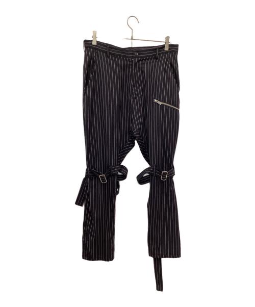 sulvam（サルバム）sulvam (サルバム) ストライプボンテージパンツ ブラック×ピンク サイズ:Mの古着・服飾アイテム