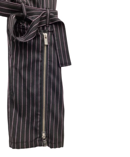 sulvam（サルバム）sulvam (サルバム) ストライプボンテージパンツ ブラック×ピンク サイズ:Mの古着・服飾アイテム