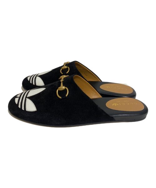 GUCCI（グッチ）GUCCI (グッチ) adidas (アディダス) トレフォイル レザーミュール ブラック サイズ:35の古着・服飾アイテム