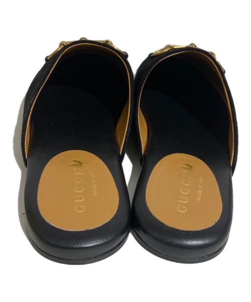 GUCCI（グッチ）GUCCI (グッチ) adidas (アディダス) トレフォイル レザーミュール ブラック サイズ:35の古着・服飾アイテム