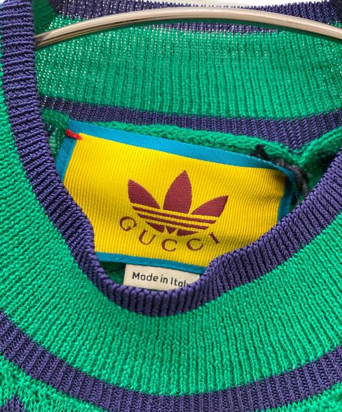 GUCCI（グッチ）GUCCI (グッチ) adidas (アディダス) Wool Jacquard Sweater グリーン サイズ:Sの古着・服飾アイテム
