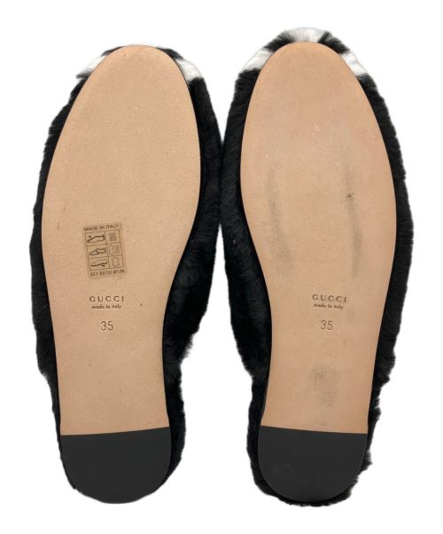 GUCCI（グッチ）GUCCI (グッチ) adidas (アディダス) ホースビット ファー スリッパ フラットシューズ ブラック サイズ:35の古着・服飾アイテム