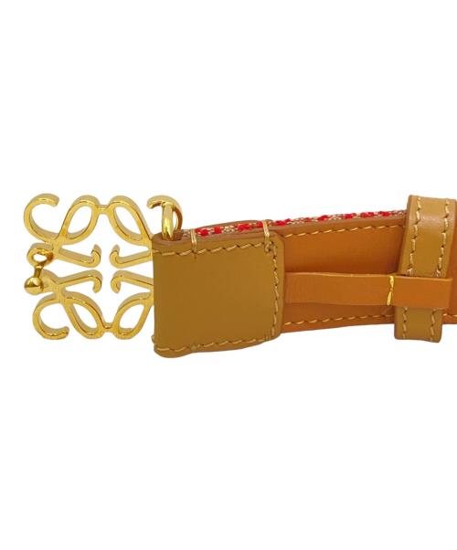 LOEWE（ロエベ）LOEWE (ロエベ) アナグラムバックルベルト ベージュ×レッド サイズ:90の古着・服飾アイテム
