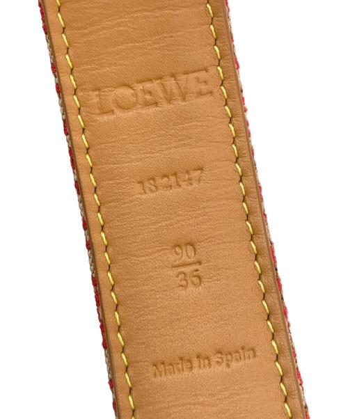 LOEWE（ロエベ）LOEWE (ロエベ) アナグラムバックルベルト ベージュ×レッド サイズ:90の古着・服飾アイテム