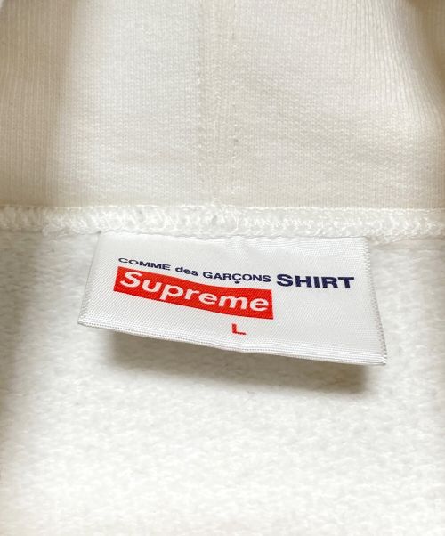 SUPREME（シュプリーム）SUPREME (シュプリーム) COMME des GARCONS SHIRT (コムデギャルソンシャツ) Split Box Logo Hooded Sweatshirt ホワイト サイズ:Lの古着・服飾アイテム