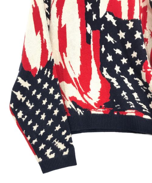masu（エムエーエスユー）masu (エムエーエスユー) MARBLE FRAG SWEATER ネイビー×レッド サイズ:46の古着・服飾アイテム