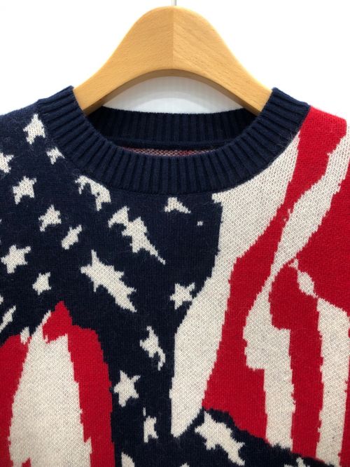 masu（エムエーエスユー）masu (エムエーエスユー) MARBLE FRAG SWEATER ネイビー×レッド サイズ:46の古着・服飾アイテム