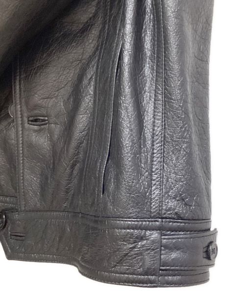 Saint Laurent Paris（サンローランパリ）Saint Laurent Paris (サンローランパリ) Trapper Leahter Jacket (トラッパーレザージャケット) ブラック サイズ:44の古着・服飾アイテム