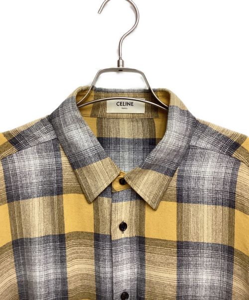 CELINE（セリーヌ）CELINE (セリーヌ) Loose Shirt Check Rayon（ルーズシャツチェックレーヨン） マスタード サイズ:39の古着・服飾アイテム