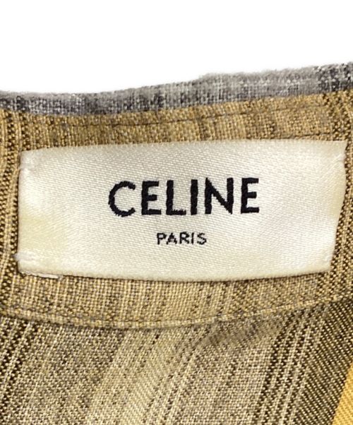 CELINE（セリーヌ）CELINE (セリーヌ) Loose Shirt Check Rayon（ルーズシャツチェックレーヨン） マスタード サイズ:39の古着・服飾アイテム