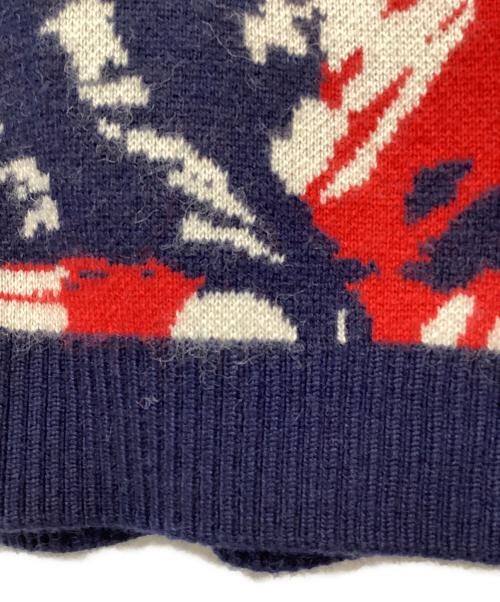 masu（エムエーエスユー）masu (エムエーエスユー) MARBLE FLAG SWEATER レッド×ブルー サイズ:48の古着・服飾アイテム