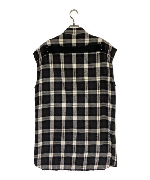 RICK OWENS（リックオウエンス）RICK OWENS (リックオウエンス) チェックノースリーブシャツ ブラック×ホワイト サイズ:46の古着・服飾アイテム