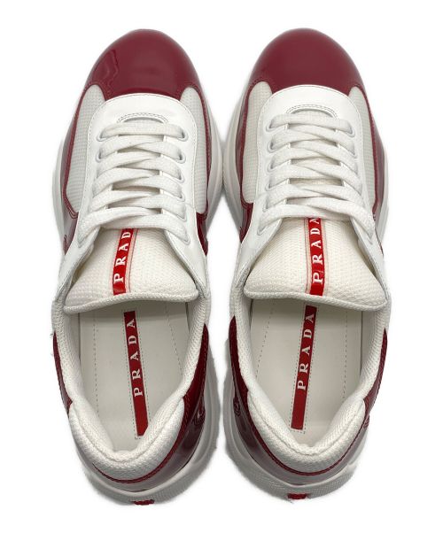 PRADA SPORTS（プラダスポーツ）PRADA SPORTS (プラダスポーツ) パテントレザー テクニカルファブリック スニーカー レッド×ホワイト サイズ:9の古着・服飾アイテム