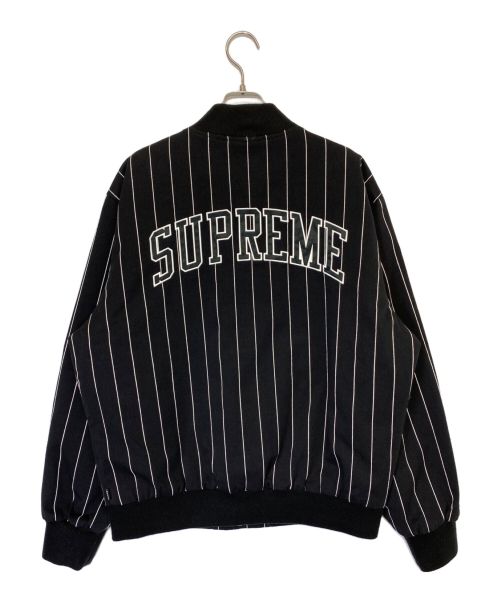 SUPREME（シュプリーム）SUPREME (シュプリーム) Pinstripe Varsity Jacket ブラック サイズ:Mの古着・服飾アイテム