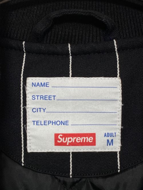SUPREME（シュプリーム）SUPREME (シュプリーム) Pinstripe Varsity Jacket ブラック サイズ:Mの古着・服飾アイテム
