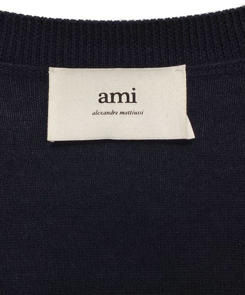 AMI Alexandre Mattiussi（アミアレクサンドルマテュッシ）AMI Alexandre Mattiussi (アミ アレクサンドル マテュッシ) ニットカーディガン ネイビー サイズ:Mの古着・服飾アイテム