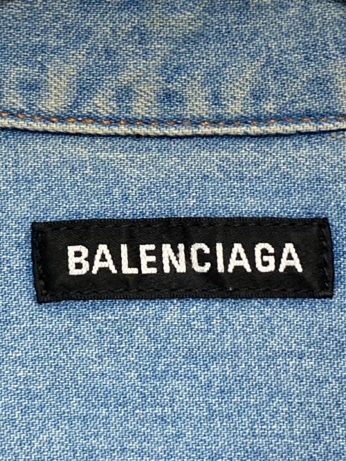 BALENCIAGA（バレンシアガ）BALENCIAGA (バレンシアガ) カットスリーブ デニムシャツ インディゴ サイズ:37の古着・服飾アイテム