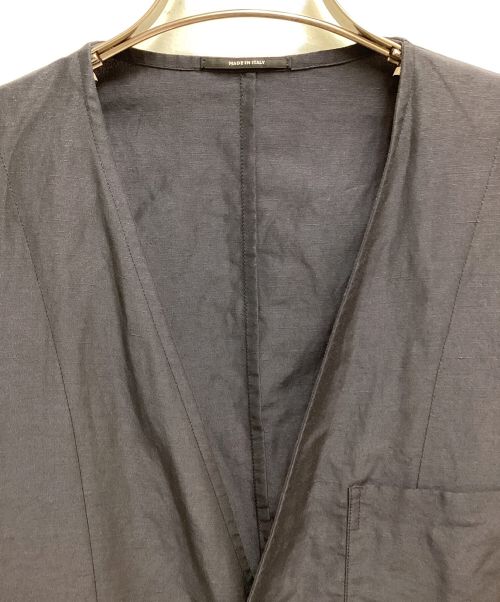 HERMES（エルメス）HERMES (エルメス) ノーカラーリネンジャケット ネイビー サイズ:50の古着・服飾アイテム