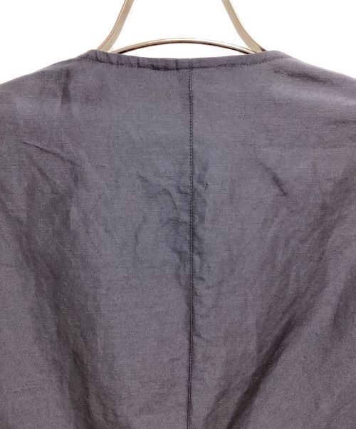 HERMES（エルメス）HERMES (エルメス) ノーカラーリネンジャケット ネイビー サイズ:50の古着・服飾アイテム