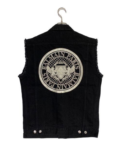 BALMAIN（バルマン）BALMAIN (バルマン) バックエンブロイダリーデニムジャケット ブラック サイズ:46の古着・服飾アイテム