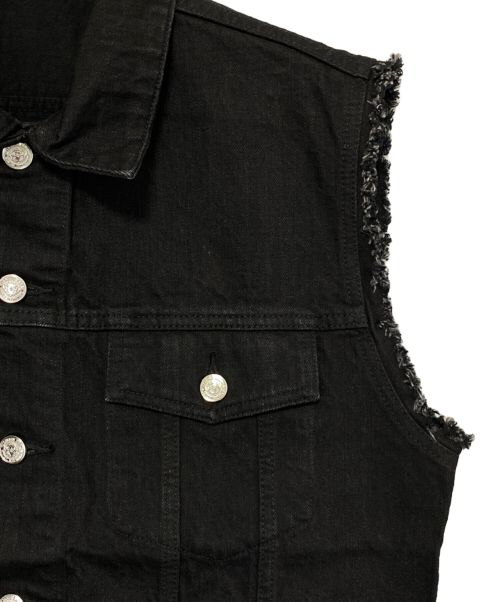 BALMAIN（バルマン）BALMAIN (バルマン) バックエンブロイダリーデニムジャケット ブラック サイズ:46の古着・服飾アイテム