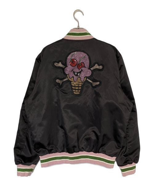 Palm Angels（パーム エンジェルス）Palm Angels (パーム エンジェルス) ICE CREAM (アイスクリーム) Skull Varsity Jacket ブラック サイズ:Lの古着・服飾アイテム