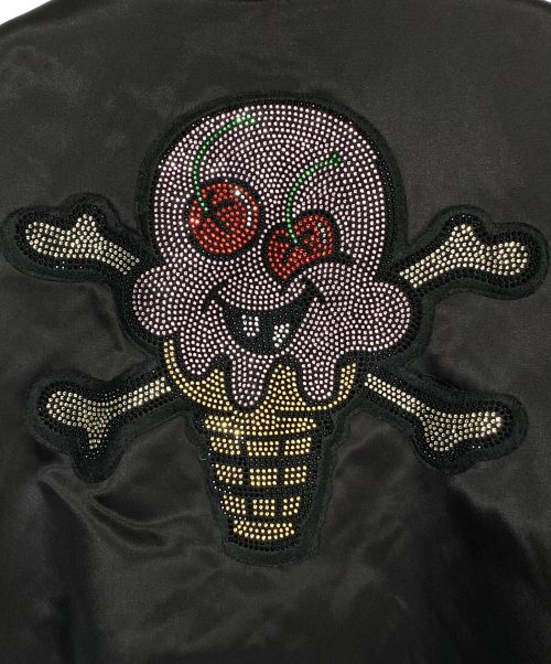 Palm Angels（パーム エンジェルス）Palm Angels (パーム エンジェルス) ICE CREAM (アイスクリーム) Skull Varsity Jacket ブラック サイズ:Lの古着・服飾アイテム