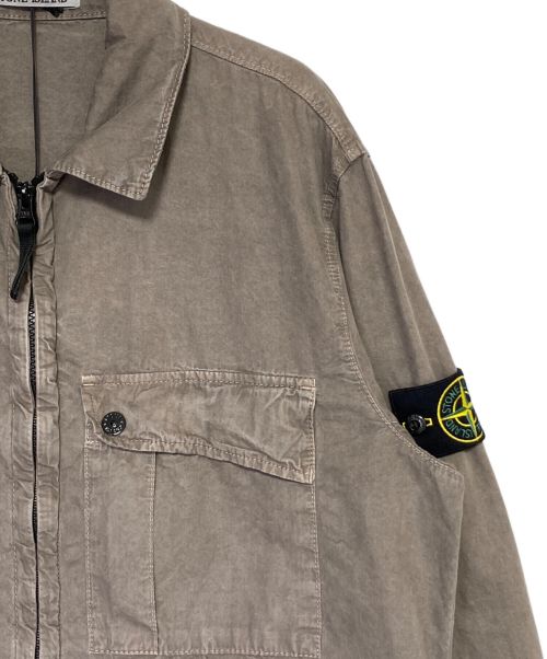 STONE ISLAND（ストーンアイランド）STONE ISLAND (ストーンアイランド) OLD EFFECT BRUSHED COTTON OVERSHIRT オリーブ サイズ:Lの古着・服飾アイテム
