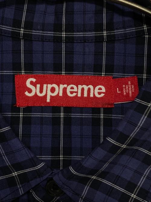SUPREME（シュプリーム）SUPREME (シュプリーム) Loose Fit Mini Plaid S/S Shirt ネイビー サイズ:Lの古着・服飾アイテム