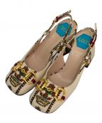 GUCCIグッチ）の古着「Canvas 100 Centennial Horsebit Pumps」｜ベージュ