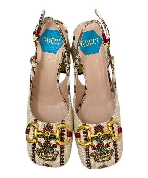 GUCCI（グッチ）GUCCI (グッチ) Canvas 100 Centennial Horsebit Pumps ベージュ サイズ:35 1/2の古着・服飾アイテム
