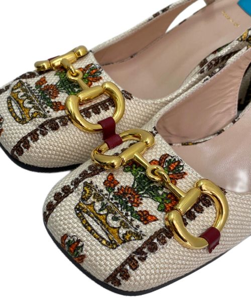 GUCCI（グッチ）GUCCI (グッチ) Canvas 100 Centennial Horsebit Pumps ベージュ サイズ:35 1/2の古着・服飾アイテム
