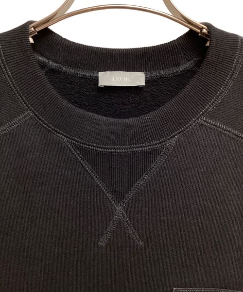 Dior（ディオール）Dior (ディオール) sacai (サカイ) ロゴ刺繍コットンフリーススウェット ブラック サイズ:Sの古着・服飾アイテム