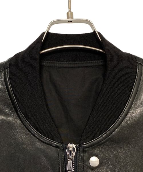 RICK OWENS（リックオウエンス）RICK OWENS (リックオウエンス) MA1レザーボンバーブルゾン ブラック サイズ:US42の古着・服飾アイテム