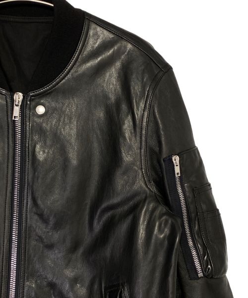 RICK OWENS（リックオウエンス）RICK OWENS (リックオウエンス) MA1レザーボンバーブルゾン ブラック サイズ:US42の古着・服飾アイテム