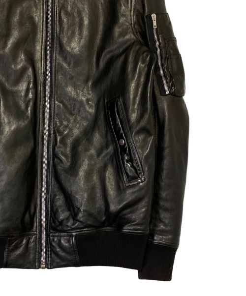 RICK OWENS（リックオウエンス）RICK OWENS (リックオウエンス) MA1レザーボンバーブルゾン ブラック サイズ:US42の古着・服飾アイテム