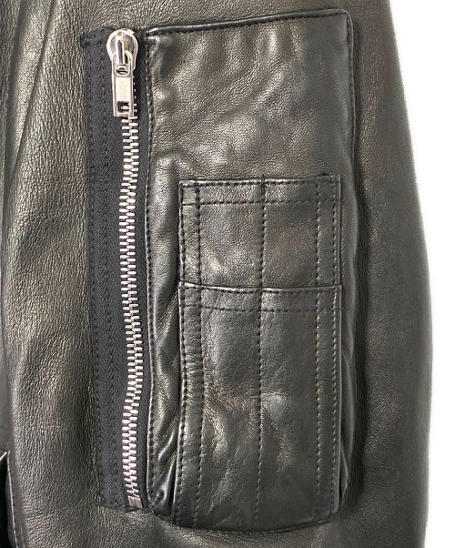 RICK OWENS（リックオウエンス）RICK OWENS (リックオウエンス) MA1レザーボンバーブルゾン ブラック サイズ:US42の古着・服飾アイテム