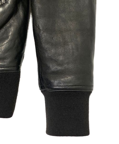 RICK OWENS（リックオウエンス）RICK OWENS (リックオウエンス) MA1レザーボンバーブルゾン ブラック サイズ:US42の古着・服飾アイテム