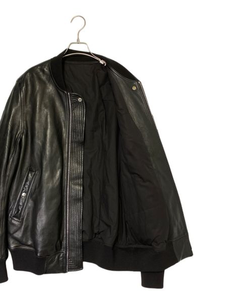 RICK OWENS（リックオウエンス）RICK OWENS (リックオウエンス) MA1レザーボンバーブルゾン ブラック サイズ:US42の古着・服飾アイテム