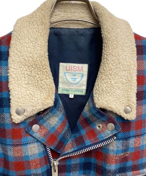 UNDERCOVERISM（アンダーカバーイズム）UNDERCOVERISM (アンダーカバーイズム) ボアライダースジャケット ブルー×レッド サイズ:2の古着・服飾アイテム