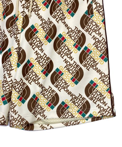 GUCCI（グッチ）GUCCI (グッチ) THE NORTH FACE (ザ ノース フェイス) Web Print Silk Shorts ホワイト サイズ:XSの古着・服飾アイテム