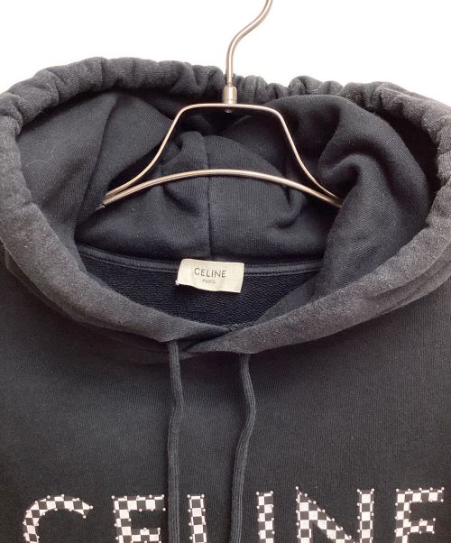 CELINE（セリーヌ）CELINE (セリーヌ) スタッズチェッカーロゴパーカー ブラック サイズ:Sの古着・服飾アイテム