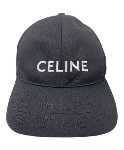 CELINE（セリーヌ）CELINE (セリーヌ) 刺繍ロゴベースボールキャップ ブラック サイズ:Lの古着・服飾アイテム