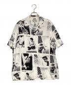 WACKO MARIA×Stie loワコマリア×スティーロー）の古着「オープンカラーレーヨンシャツ」｜ホワイト×ブラック