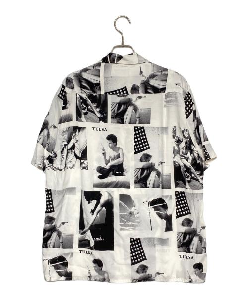 WACKO MARIA（ワコマリア）WACKO MARIA (ワコマリア) Stie lo (スティーロー) オープンカラーレーヨンシャツ ホワイト×ブラック サイズ:Sの古着・服飾アイテム