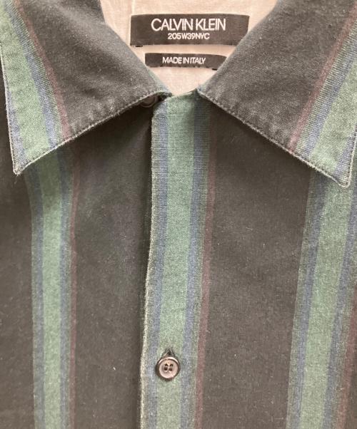 Calvin Klein（カルバンクライン）Calvin Klein (カルバンクライン) ストライプシャツ グリーン サイズ:Sの古着・服飾アイテム