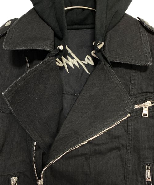 BALMAIN（バルマン）BALMAIN (バルマン) デニムライダースジャケット ブラック サイズ:48の古着・服飾アイテム