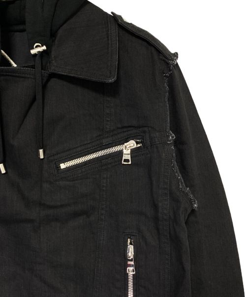 BALMAIN（バルマン）BALMAIN (バルマン) デニムライダースジャケット ブラック サイズ:48の古着・服飾アイテム