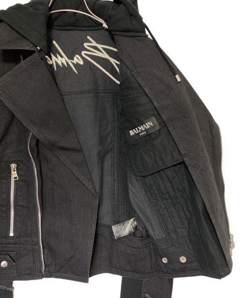 BALMAIN（バルマン）BALMAIN (バルマン) デニムライダースジャケット ブラック サイズ:48の古着・服飾アイテム