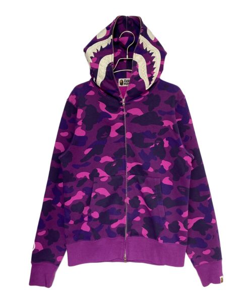 A BATHING APE（アベイシングエイプ）A BATHING APE (アベイシングエイプ) SHARK FULL ZIP HOODIE パープル サイズ:Mの古着・服飾アイテム